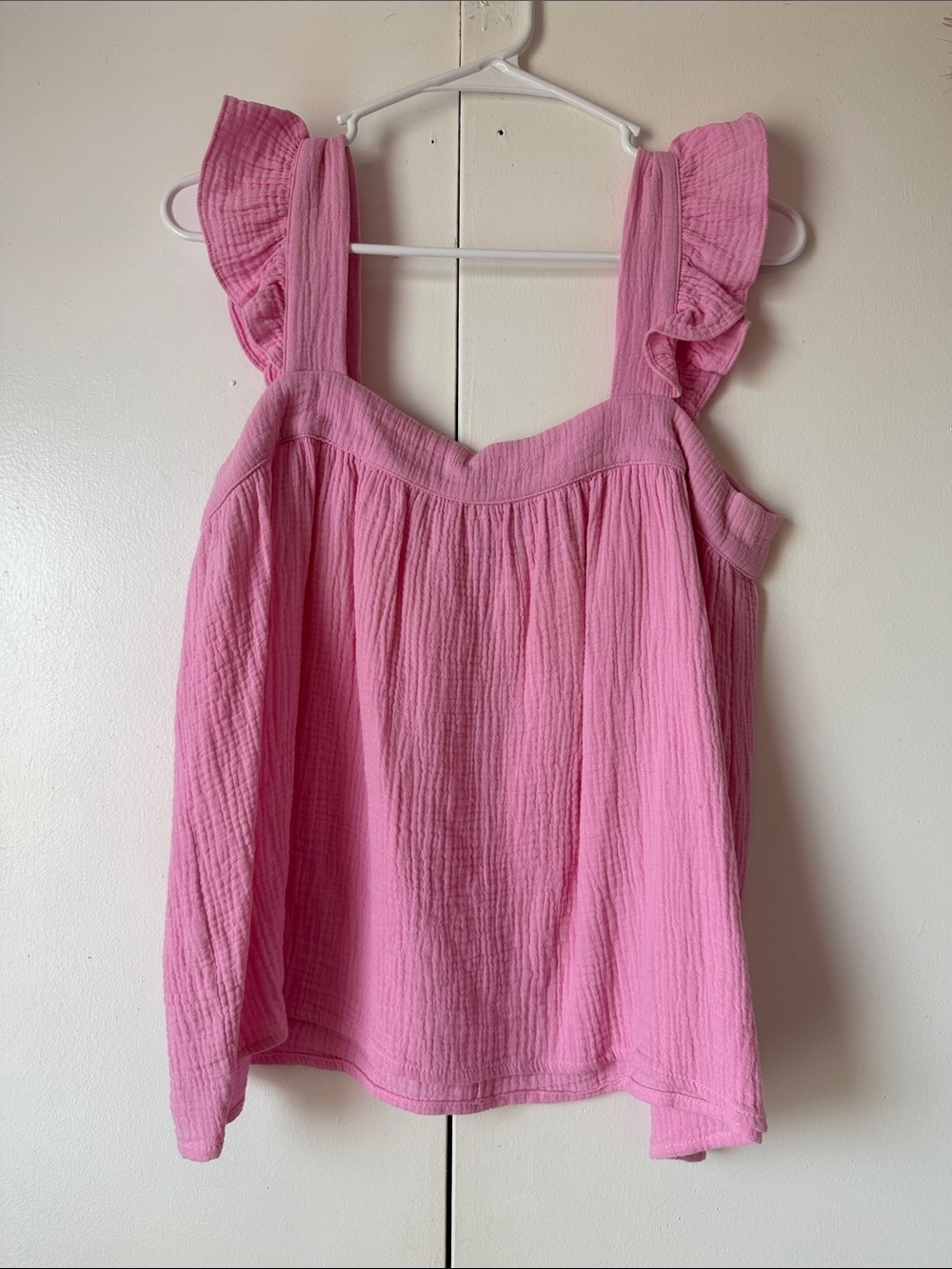 fun 2 fun Pink Ruffle Strap Cotton Gauze Tank